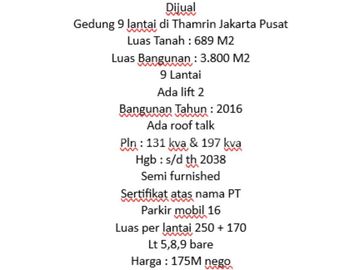 Dijual Gedung Di Tanah Abang Jakarta Pusat