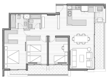 Moderno Departamento de 3 Dormitorios y 2 Baños