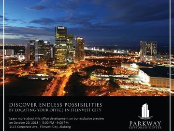 100++SQM Office space for sale in Filinvest City Alabang Parkway Corporate Center