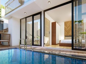 DIJUAL RUMAH DESIGN MODEREN DENGAN KOLAM RENANG PRIBADI DAN ROOFTOP DI KOTA JOGJA