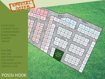 Posisi Hook Rumah Dekat Kota Free Biaya 2KT Tipe 25/107