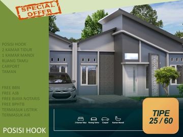 Posisi Hook Rumah Dekat Kota Free Biaya 2KT Tipe 25/107
