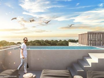 Penthouse a pasos del mar con club de playa en Akumal Tulum