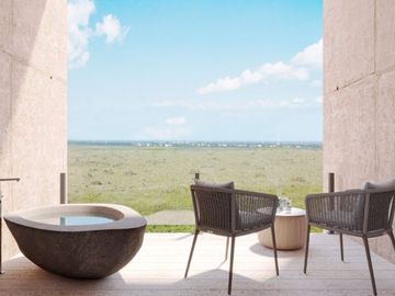 Estudio con acceso a la playa, terraza, tina, alberca y  Area de Coworking