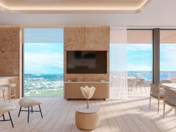 Estudio con acceso a la playa, terraza, tina, alberca y  Area de Coworking