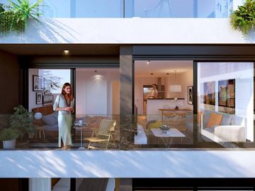 Apartamento luminoso de 1 dormitorio  con terraza y amplio patio en barrio Tres Cruces, Montevideo