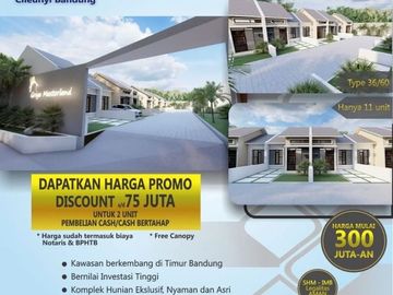Cashback diskon.. Murah banget Griya Masterland cibiru LT LB 60/36 2KT 1KM SHM IMB Hanya 300jutaan..