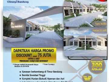 Cashback diskon.. Murah banget Griya Masterland cibiru LT LB 60/36 2KT 1KM SHM IMB Hanya 300jutaan..