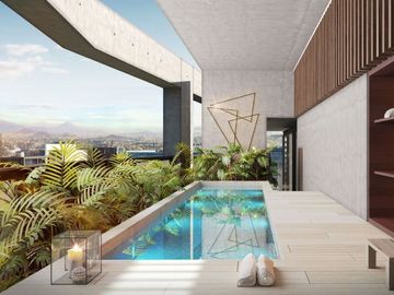 Departamento amplio con patio, alberca, jacuzzi, cine, pet-friendly en pre venta