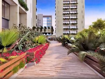 Departamento con terraza de 5 m2, 2 estacionamientos, alberca con carril de nado