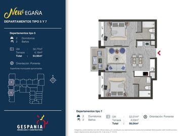 Departamento en venta de 2 dorm. en Ñuñoa