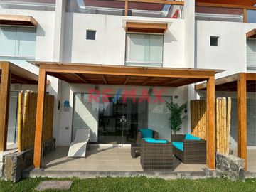 VENDO CASA DE PLAYA EN 
CONDOMINIO ASIA BONITA / PLAYA SARAPAMPA
Km. 107 Panamericana Sur, a 3 min. del Boulevard de Asia
CASA:
•	VISTA AL MAR
•