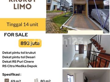 Rumah Baru Dalam Perumahan Besar Di Area Krukut, Harga 893 Juta