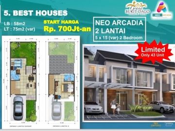 Rumah Moden Minimalis 2 Lantai Harga Mulai 700jt-an di Neo Arcadia Bukit Dago