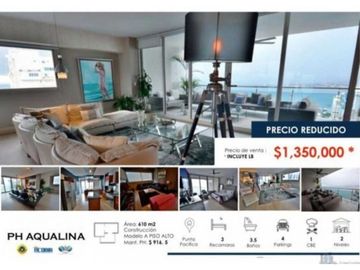 VENTA APARTAMENTO EN PUNTA PACIFICA VISTA AL MAR PH AQUALINA 570M2