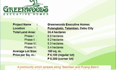 High End Lot only in Greenwoods Executive Homes Cebu