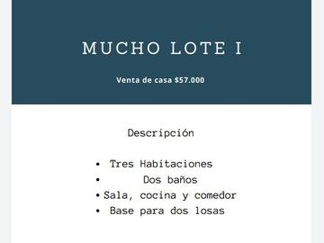 VENTA DE CASA EN MUCHO LOTE 1 - NORTE DE GUAYAQUIL - CASA CON LOSA