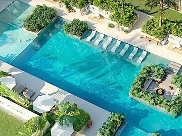 Condominio con 50 amenidades, cine, spa, spinning, albercas para niños y adultos