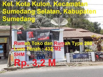 Rumah 280 M2 (Rumah+Toko dan Rumah) Di Sumedang Selatan, Kabupaten Sumedang