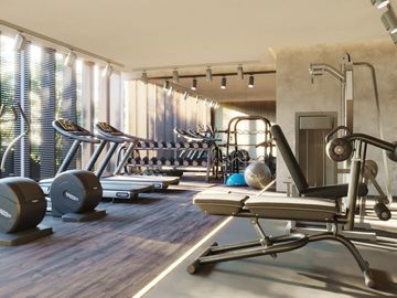 Departamento con jardín, balcon, alberca, Gimnasio, area de asador, area para pe