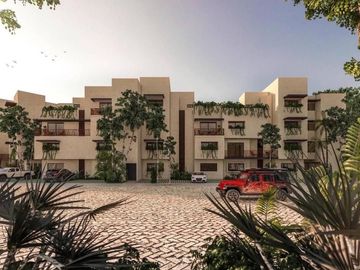 Departamento con jardín privado de 32 m2 y acceso directo a la alberca desde tu