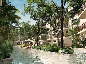 Departamento con jardín privado de 32 m2 y acceso directo a la alberca desde tu