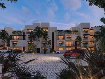Departamento con jardín privado de 32 m2 y acceso directo a la alberca desde tu