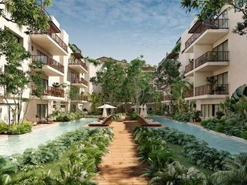 Departamento con jardín privado de 32 m2 y acceso directo a la alberca desde tu