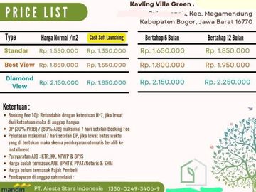 Kavling Villa di Megamendung Puncak Bogor Promo 1.3 jt an permeter&nbsp;