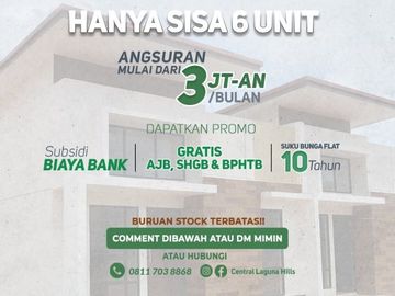 RUMAH TIPE 45 MEWAH, CICIL RINGAN, GRATIS SURAT