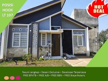 Rumah Free Biaya Lingkungan Asri 2KT Tipe 25/107 Hook