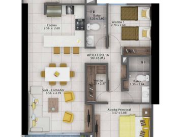 apartamento en venta en ciudad jardín. Cod V12192