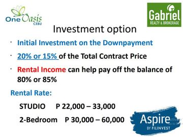 Affordable Studio unit is One Oasis Cebu for 15k/month