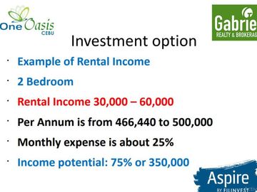 Affordable Studio unit is One Oasis Cebu for 15k/month