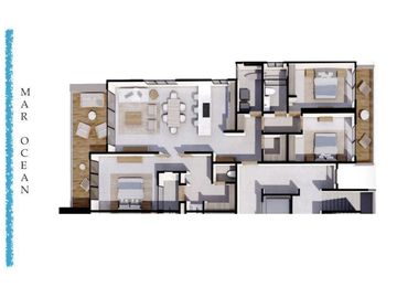 Departamento a pasos del mar en Zona Hotelera Sur de Cozumel, pre construcción