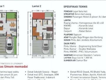 Rumah 2 Lantai 700 juta Di Rangkapan Jya Pancoran Mas Depok