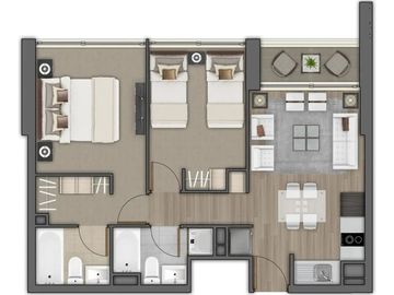 Departamento en arriendo de 2 dorm. en Ñuñoa