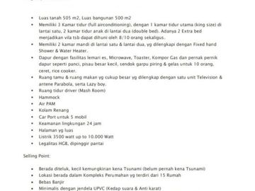 Villa Full Furnish Dijual Karibea Krakatau Resort Pandeglang Banten ST