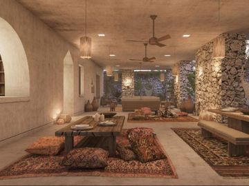 Condominio con alberca, patio privado de 42 m2,  con galeria de arte, alberca co