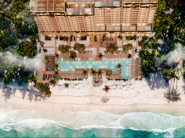Departamento Beachfront 2h+flex en preventa en Marina Kinuh, Yucatán