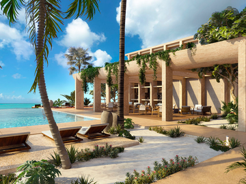 Departamento Beachfront 2h+flex en preventa en Marina Kinuh, Yucatán