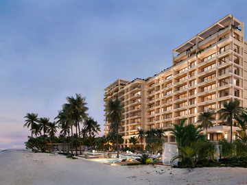 Departamento Beachfront 2h+flex en preventa en Marina Kinuh, Yucatán