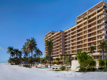 Departamento Beachfront 2h+flex en preventa en Marina Kinuh, Yucatán