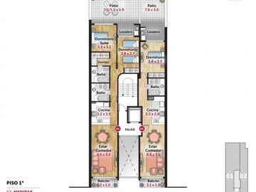 VENTA DEPARTAMENTO Semipiso 2 dormitorios con cochera. Balcon y patio. Amenities - Jujuy 1600