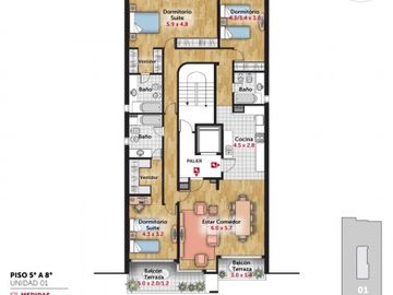 VENTA DEPARTAMENTO Semipiso 2 dormitorios con cochera. Balcon y patio. Amenities - Jujuy 1600