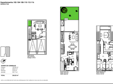DÚPLEX con jardín privado de 3 dorm, zócalo y 2 est.