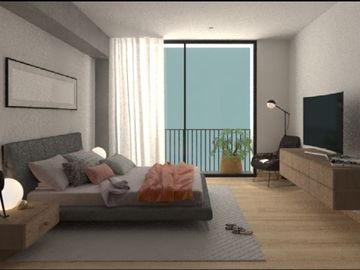 Departamento con 2 terrazas en recamara y sala, con terraza de uso comun en piso