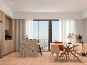 Departamento con 2 terrazas en recamara y sala, con terraza de uso comun en piso