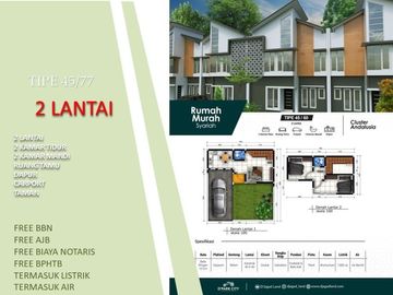 2 Lantai Tipe 45/77 Rumah 5 menit dari Kota Bisa KPR