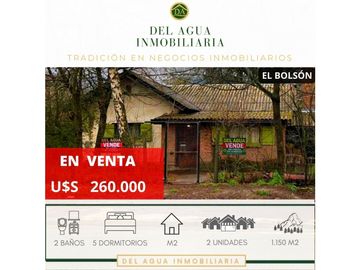 EN VENTA 2 CASAS CON TERRENO DE 1150 M2 EN EL BOLSÓN CENTRO CA-268